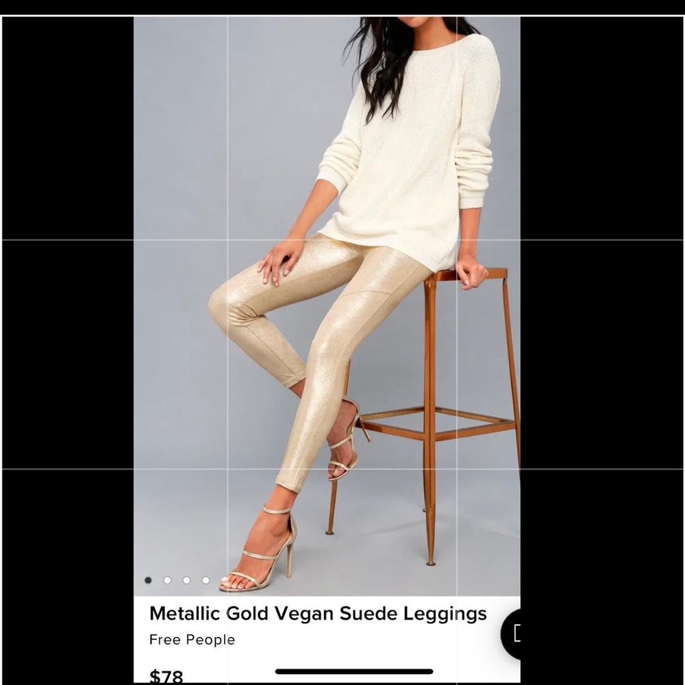 Free People Gold Suede Leggins